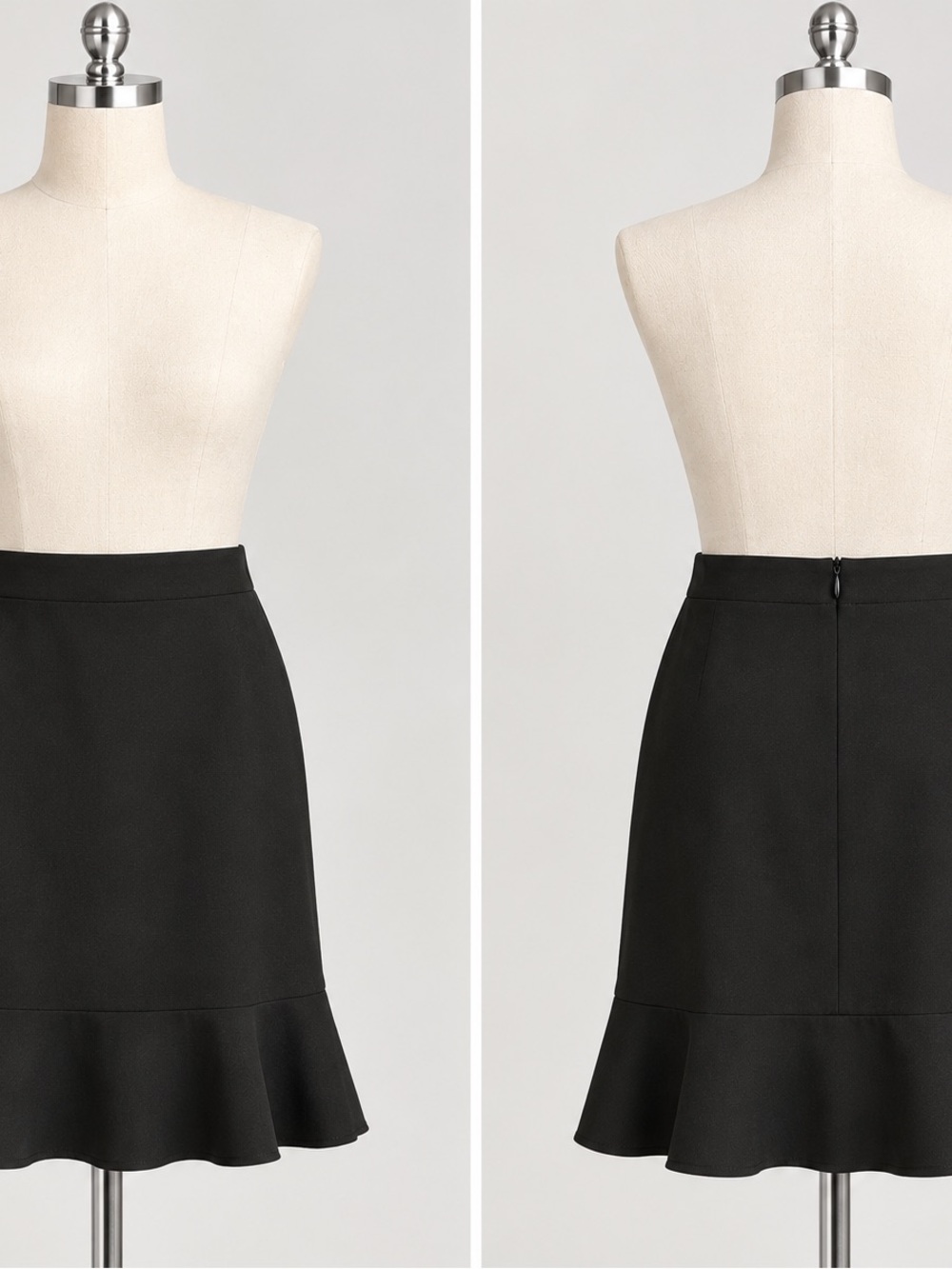 Kasper Black Ruffle-Hem A-Line Skirt